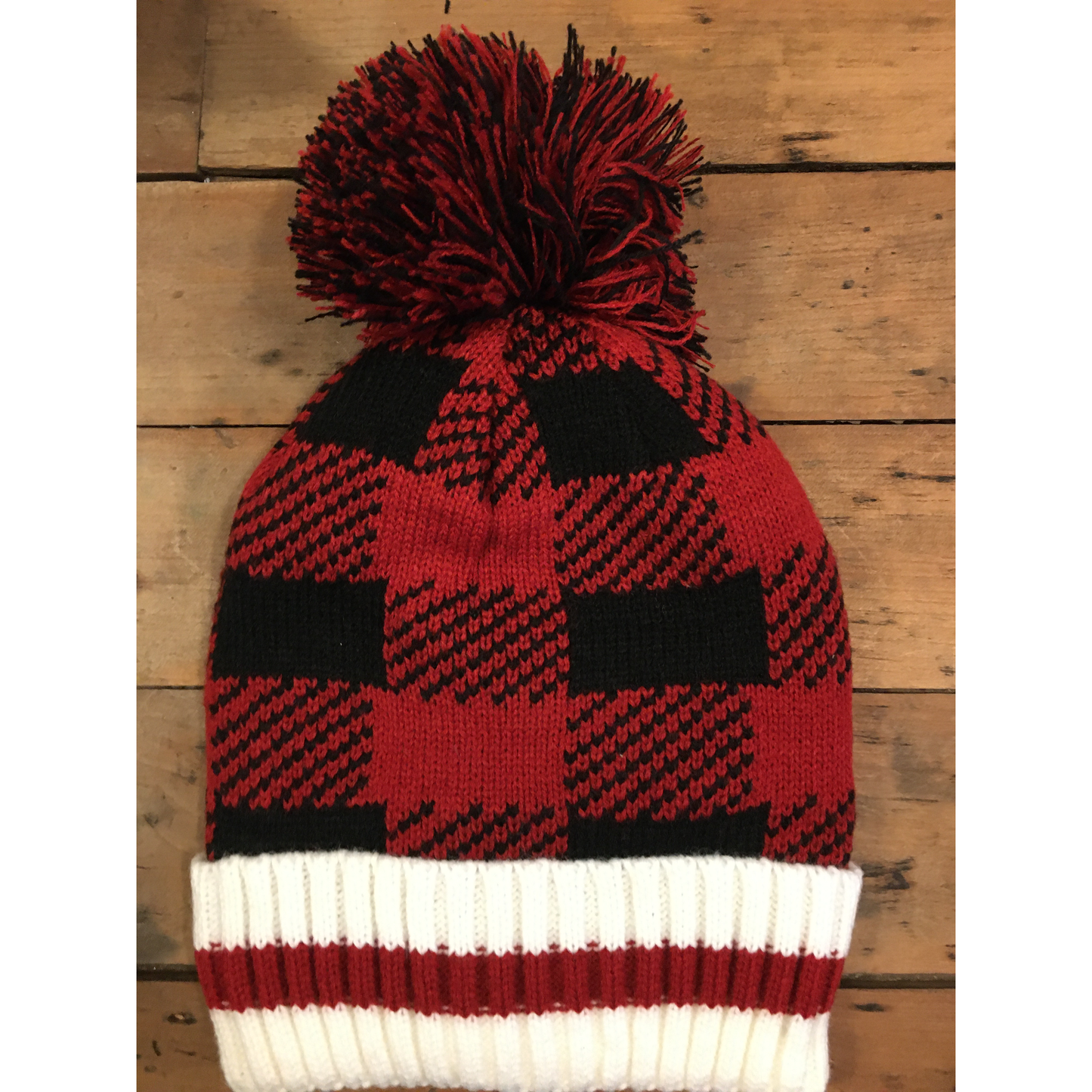 Buffalo Check Toque w/Mixed Pompom