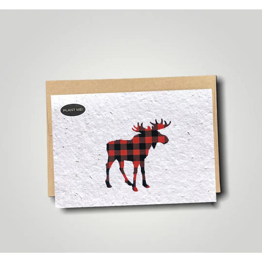 Plantable Greeting Card - Plaid Moose