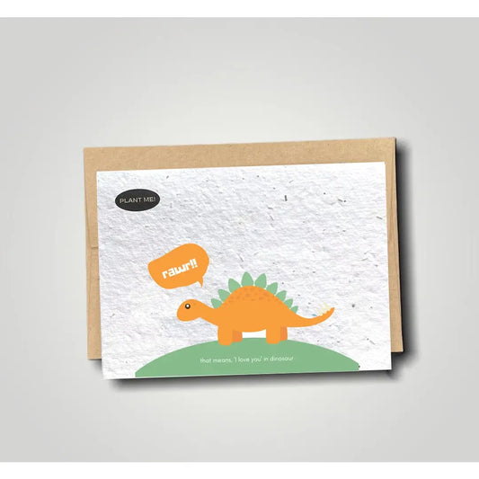 Plantable Greeting Card - Rawrr Means Love In Dinosaur