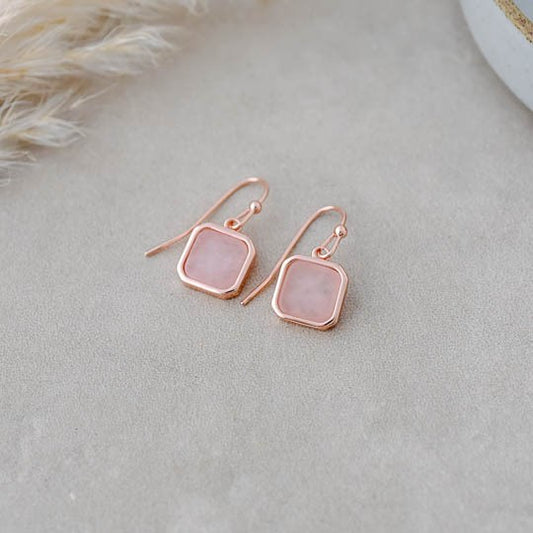 Florence Earrings - Rose Gold (Rose Quartz)