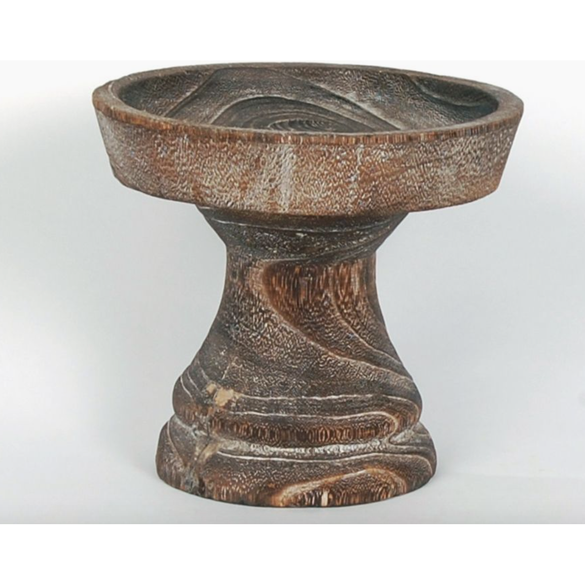 Round Dark Wood Pedestal