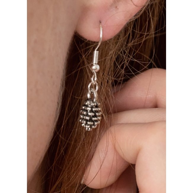 Pine Cone Earrings (Silver)