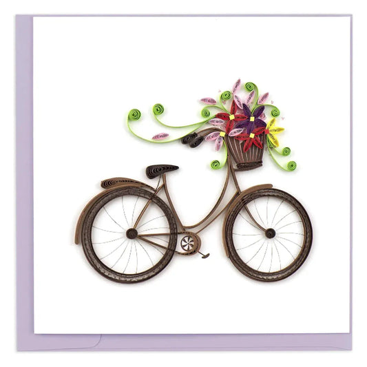 Quilling Card - Bicycle with Flower Basket
